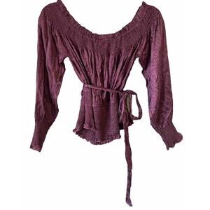 Express Shirt Womens Size Medium Chocolate Brown Going Out Animal Print Blouse